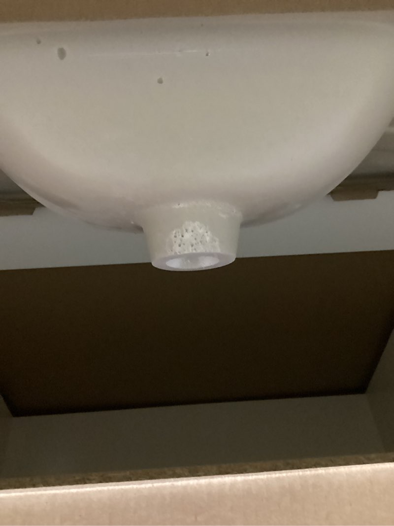 Condition photo showing As Is for project source 36-in gray single sink bathroom vanity with white cultured marble top