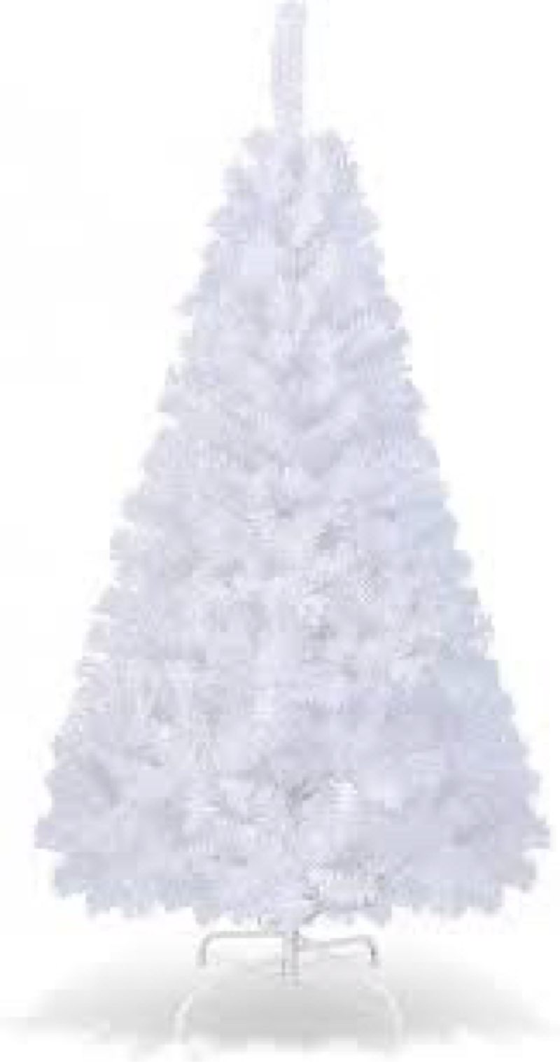 KTKDE 5ft White Christmas Tree, Artificial Christmas Pine Tree with 560PVC Branch Tips, Foldable Met