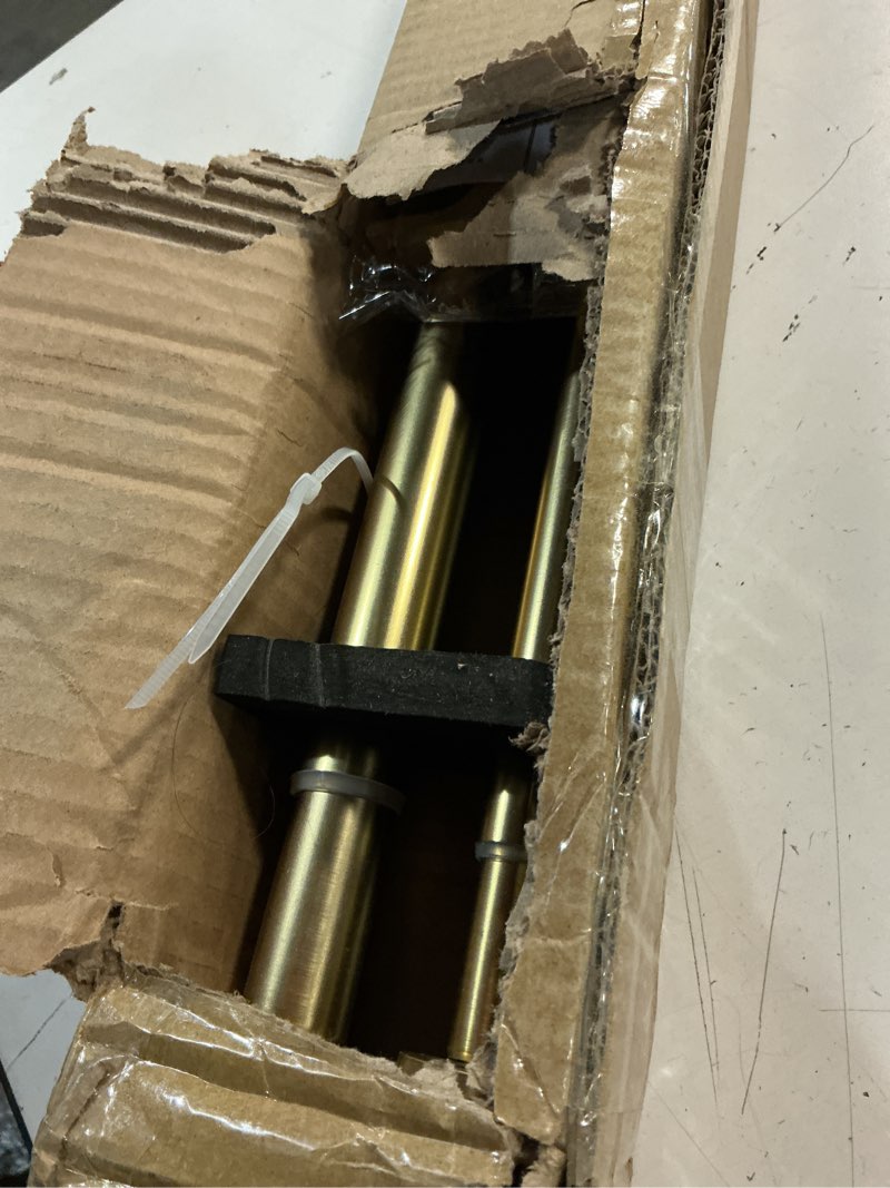 Condition photo showing Good Condition for Double Drapery Curtain Rods, 72-144” Telescoping Curtain Rod with 1inch large rod and 5/8inch small rod, Modern Round Style Finials, Warm Gold Warm Gold 72-144"