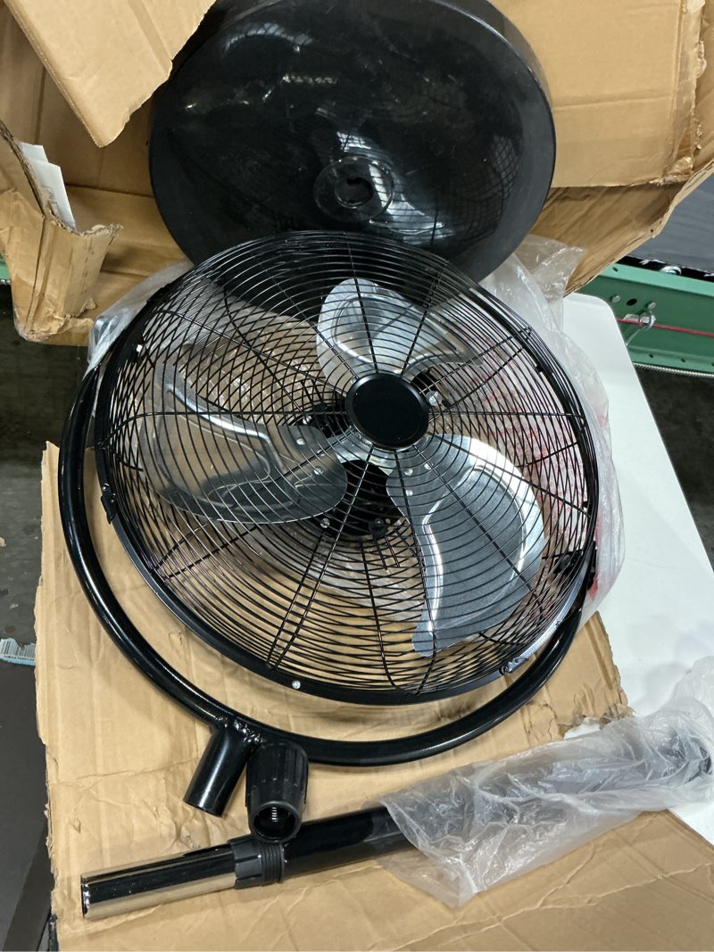 Condition photo showing As Is for beestar 18 inch heavy duty high velocity pedestal fan,industrial standing fan with adjustable height and tilt,3-speed,metal for industrial, commercial, residential, greenhouse,black