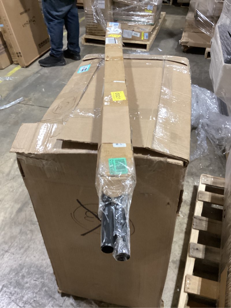 Condition photo showing As Is for Aresha 1” dia. Curtain rods adjustable length single curtain rod black INCOMPLETE 