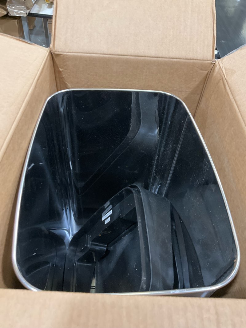 Condition photo showing As Is for NINESTARS DZT-50-28 Automatic Touchless Motion Sensor Rectangular Trash Can, 13 Gal, Black Trim