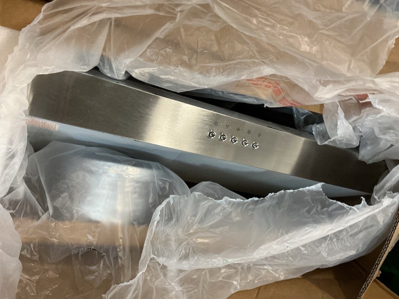 Condition photo showing Good Condition for Tiesay 30 Inch Under Cabinet Range Hood 900 CFM with Ductless Convertible Duct Kitchen Hoods, 3-Speed Adjustable, Dishwasher Safe Baffle Filters, LED Lights, Stainless Steel, Button Control 900CFM-Button Control