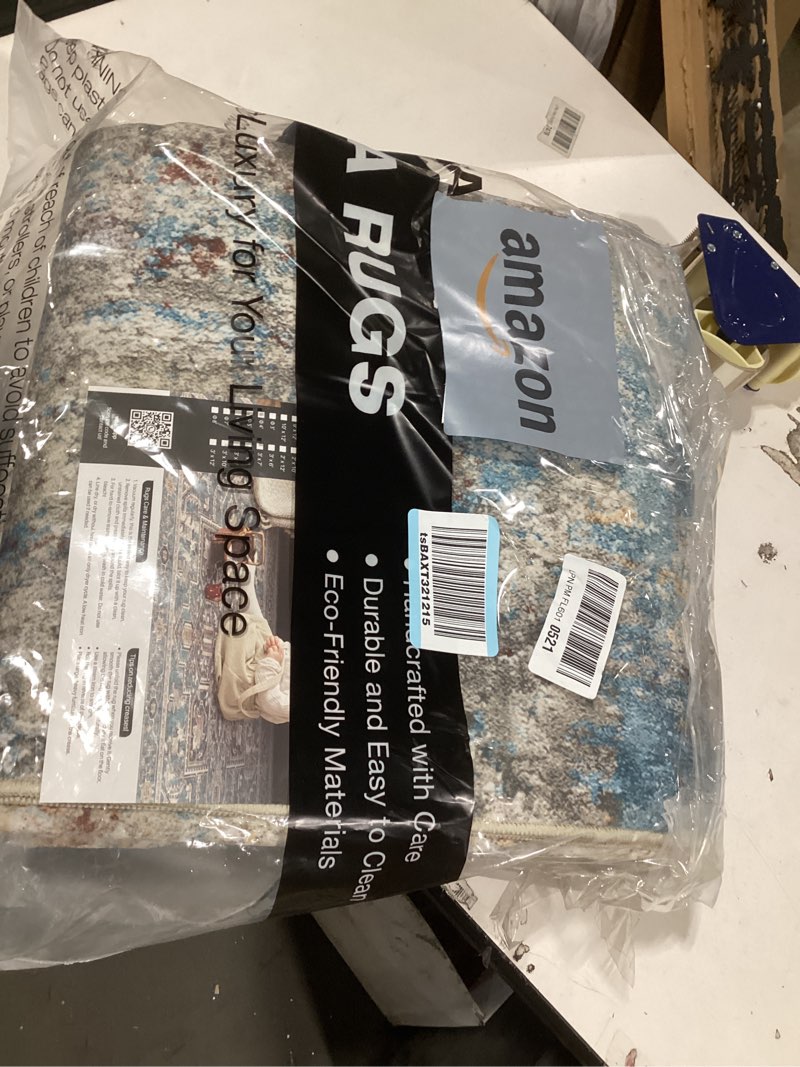 Condition photo showing Good Condition for WITSHOCK 8x10 Area Rugs for Living Room : Machine Washable - Non Slip Modern Abstract Rug for Bedroom Under Dining - Stain Resistant for Household - Pet Owners (Multicolor) 8' x 10' (Rectangular) Cream White/Gray-blue/Light Brown-red