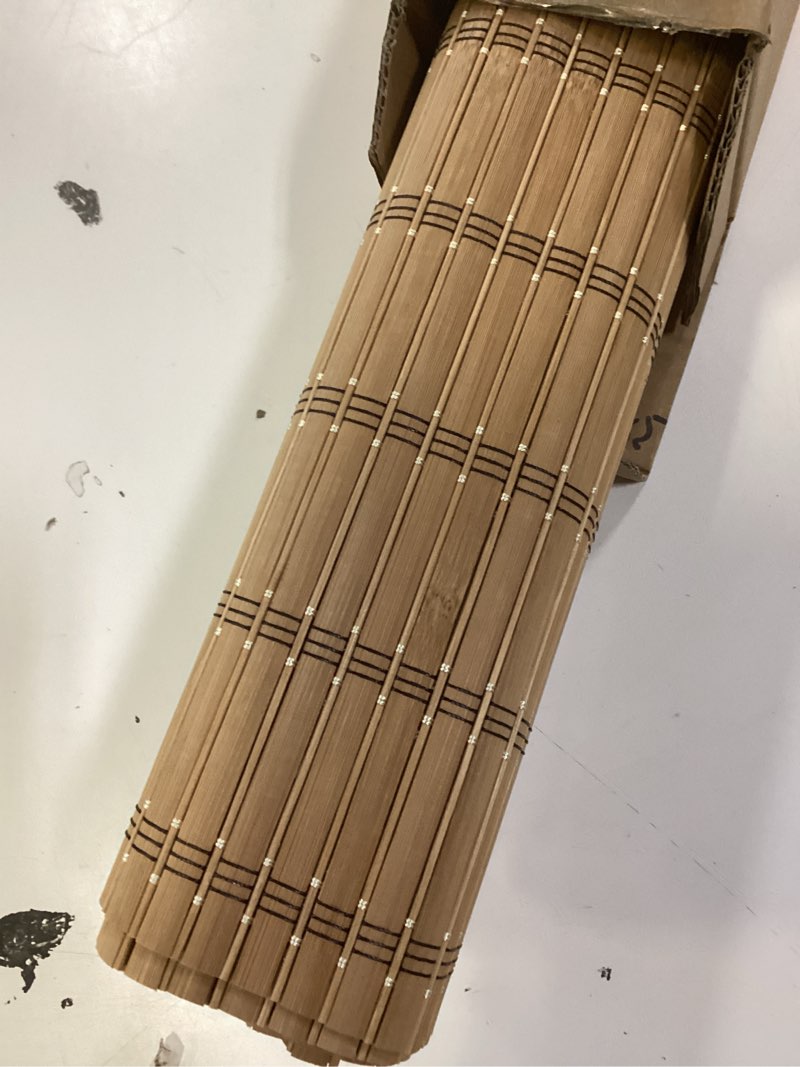 Condition photo showing Good Condition for lazblinds cordless bamboo blinds, bamboo roll up shades for windows, light filtering hanging window blinds, shades for patio indoor/outdoor porch, 20" w x 48" h, brown206 brown 20" w x 48" h