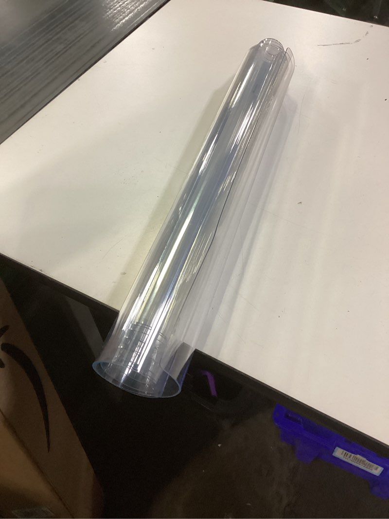 Condition photo showing As Is for NECAUX Custom Multi-Size 1.5mm Thick Clear PVC Table Cover Protector - 24 x 36 Inch Rectangular Plastic Tablecloth Desk Pad for Coffee Table, Children Writing Desk, Non Slip Floor Mat 24" x 36" Clear 1.5mm