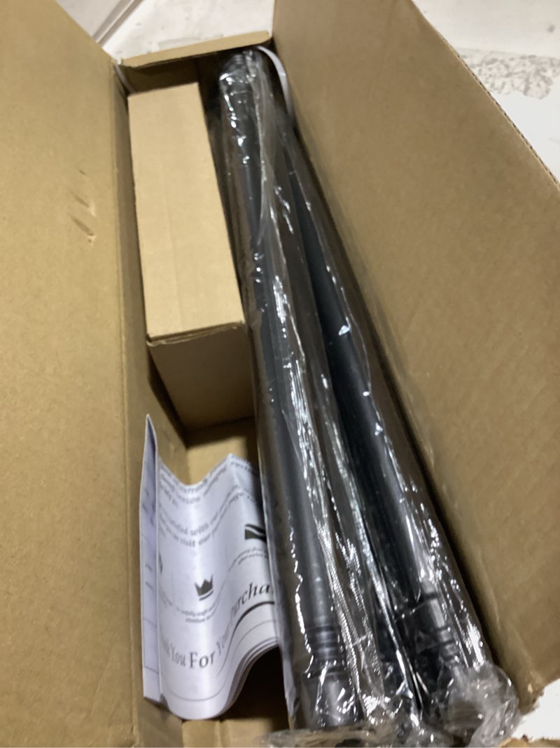 Condition photo showing As Is for curtain rods 48 to 84 inch, black 1 inch adjustable heavy duty curtain rods for windows, decorative modern window treatment rod, telescopic splicing metal drapery pole, easy installation black 36''-88'' (1 pack)