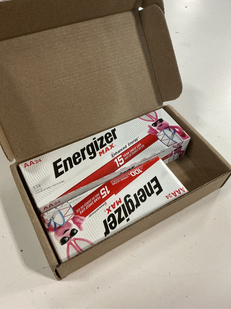Condition photo showing New/Like New for energizer aa and aaa batteries, 48 count, combo pack contains 24 max double a and 24 max triple a batteries aa/aaa combo