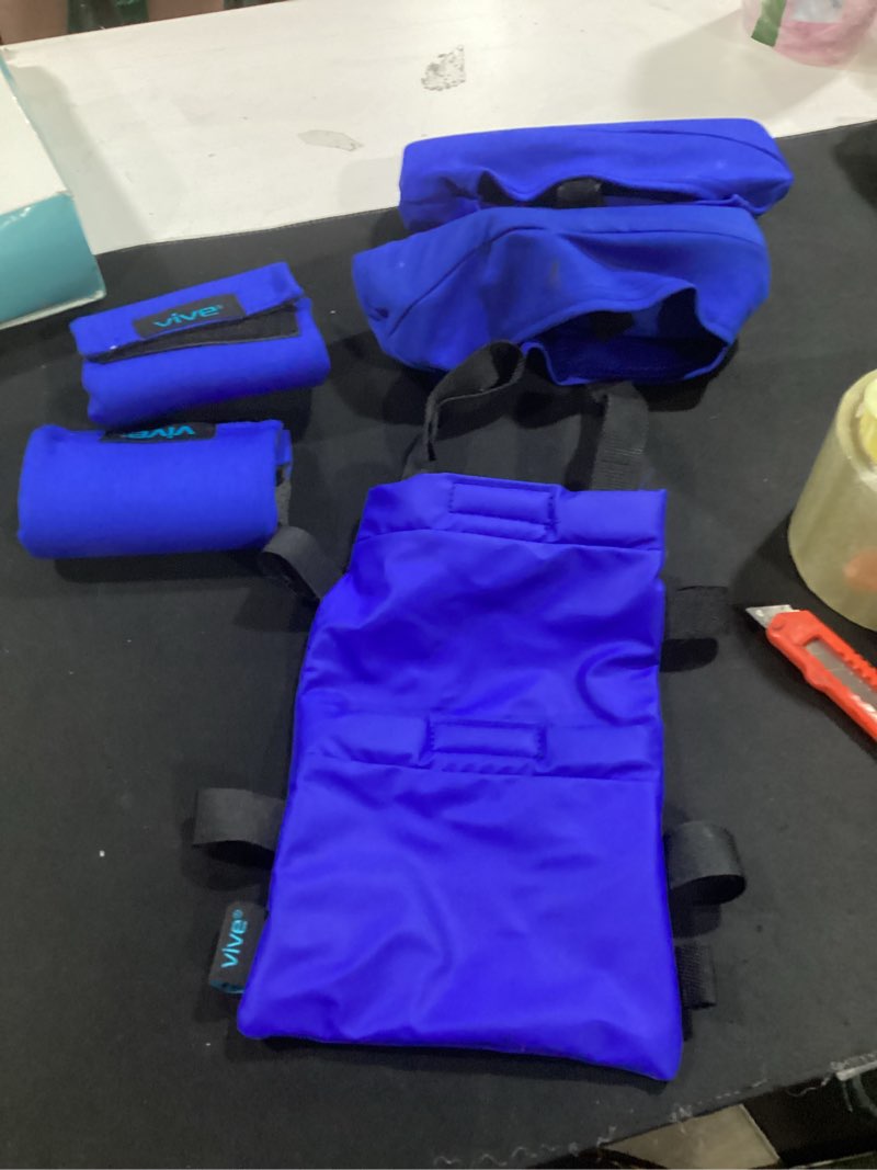 Condition photo showing As Is for vive crutch pads, bag, & hand grips (5 pcs) - crutches for adults armpit padding, hand grips, accessories pouch - soft tips medical padded handles for kids, men, women - lightweight blue