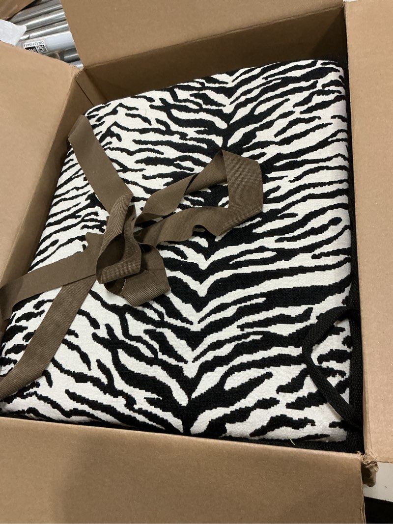 Condition photo showing Good Condition for klear vu porch rocking chair cushion set for indoor and outdoor use, assembled in the usa, easy to clean stylish seat and back pads with fabric ties, 20" x 17" x 2", black tiger