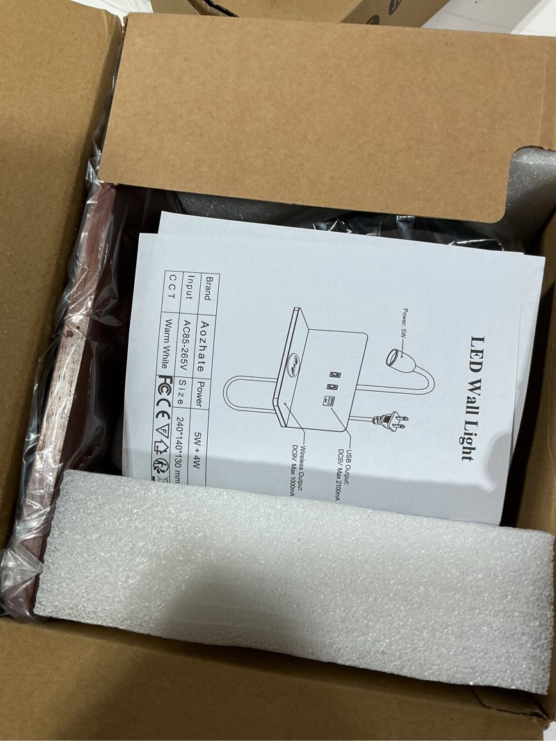 Condition photo showing New/Like New for bedside wall sconce with wireless charging station & usb charging, 3 adjustable color temperatures led reading light, 3000k warm ambient lighting wall mounted sconce for bedroom, plug-in or hardwired black