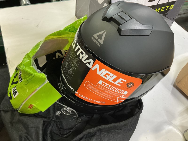 Condition photo showing New/Like New for TRIANGLE Kids Motorcycle Helmets Youth Full Face Helmet Lightweight with 2 Visors DOT Approved Large Matte Black