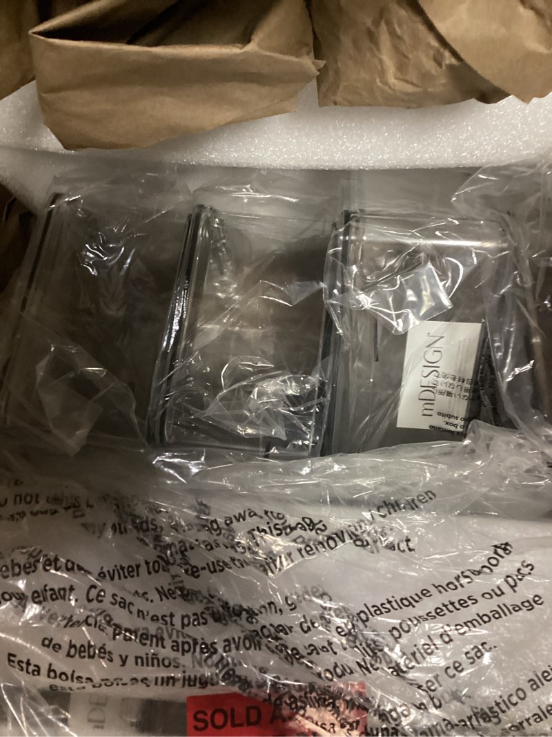 Condition photo showing Good Condition for mdesign plastic playroom and gaming storage organizer box containers with hinged lid for shelves or cubbies, holds small toys, building blocks, puzzles, markers, controllers, or crayons, 8 pack, clear 5.5 x 6.6 x 3 (pack of 8)