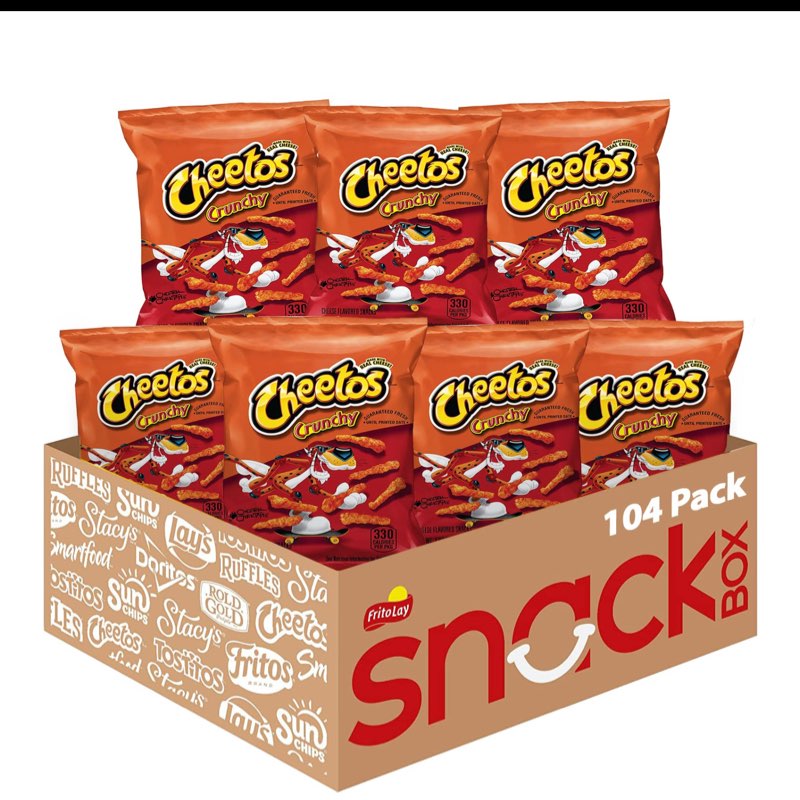 Cheetos Cheese Flavored Snacks, Crunchy, 1 Ounce (Pack of 104)