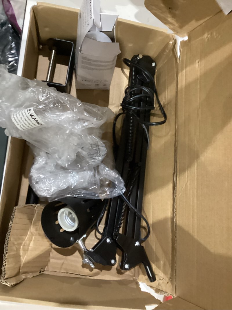 Condition photo showing As Is for desk lamp for home office eye-caring metal extra tall swing arm high intensity clamp flexible gooseneck w/a19 e26 led bulb side table working reading architect computer workbench puzzle warm light 1 pack extra long with warm bulb