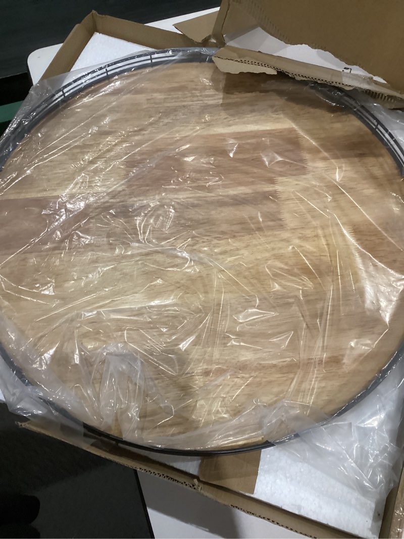 Condition photo showing Good Condition for (similar to not exact)round wooden serving tray - rustic style decorative tray for coffee table, living room, vanity - acacia wood tray with handles - housewarming gift - 12 inches (diameter) natural color