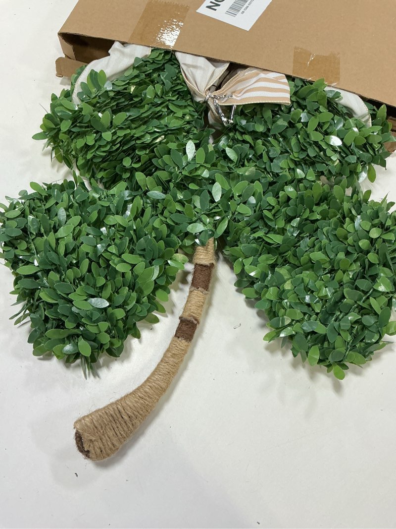 Condition photo showing Good Condition for dazonge st. patrick's day decorations, st patricks day shamrock wreath, lucky green st. patrick's day door swag for fireplace mantel walls