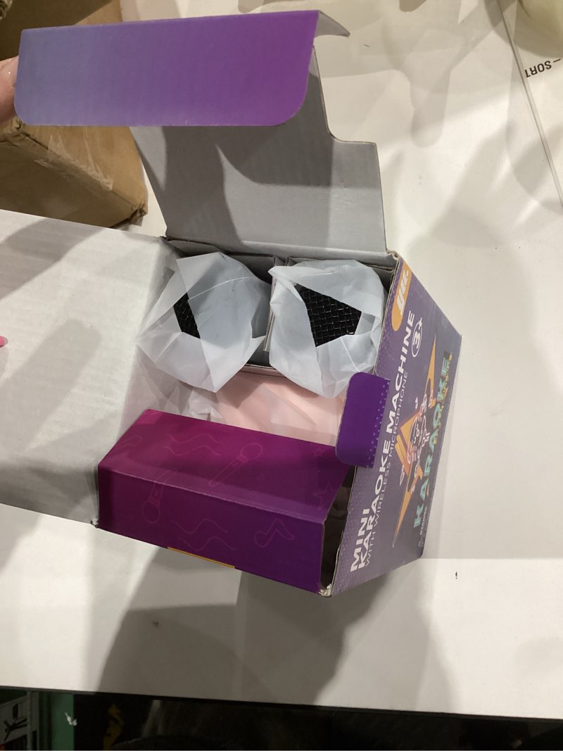 Condition photo showing New/Like New for Mini Karaoke Machine for Kids Adults, Portable Bluetooth Speaker with 2 Wireless Mics, Birthday Valentine's Gifts Toys for Girls Ages 3, 4, 5, 6, 7, 8, 9, 10+ Years Old Home Family Party (P-Ink) Pink