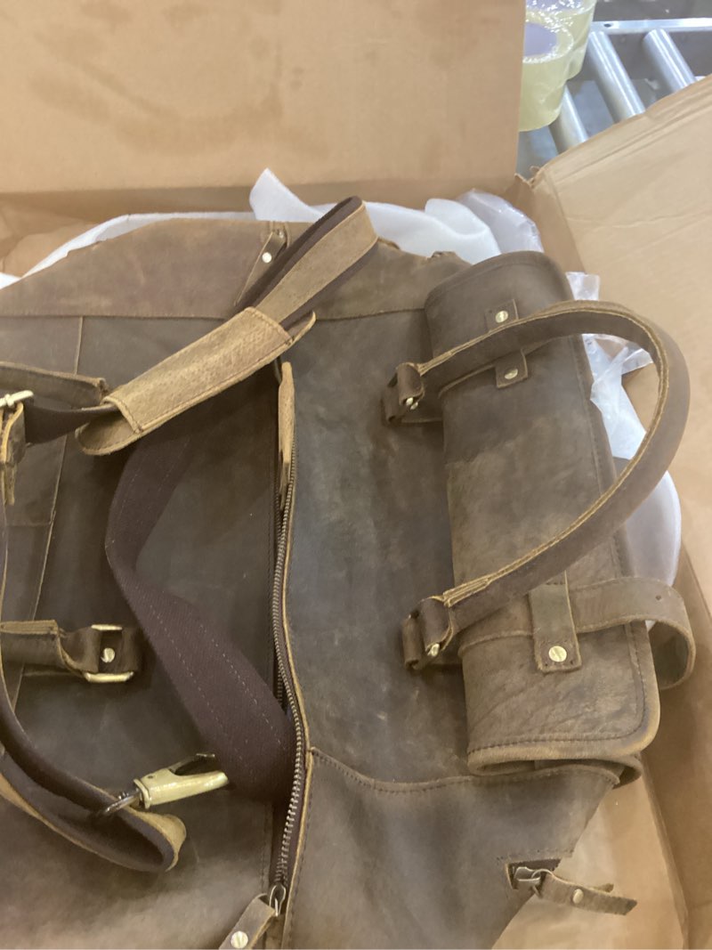 Travel leather brown bag