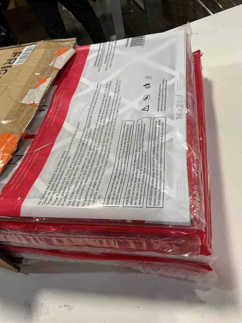 Condition photo showing Good Condition for Frigidaire PureAir® 16x25x1 MERV 8 Allergen Electrostatic Pleated Air Conditioner HVAC AC Furnace Filters - 6 Pack (exact dimensions 15.81 X 24.81 X 0.81) 16 x 25 x 1 Merv 8 6 Pack
