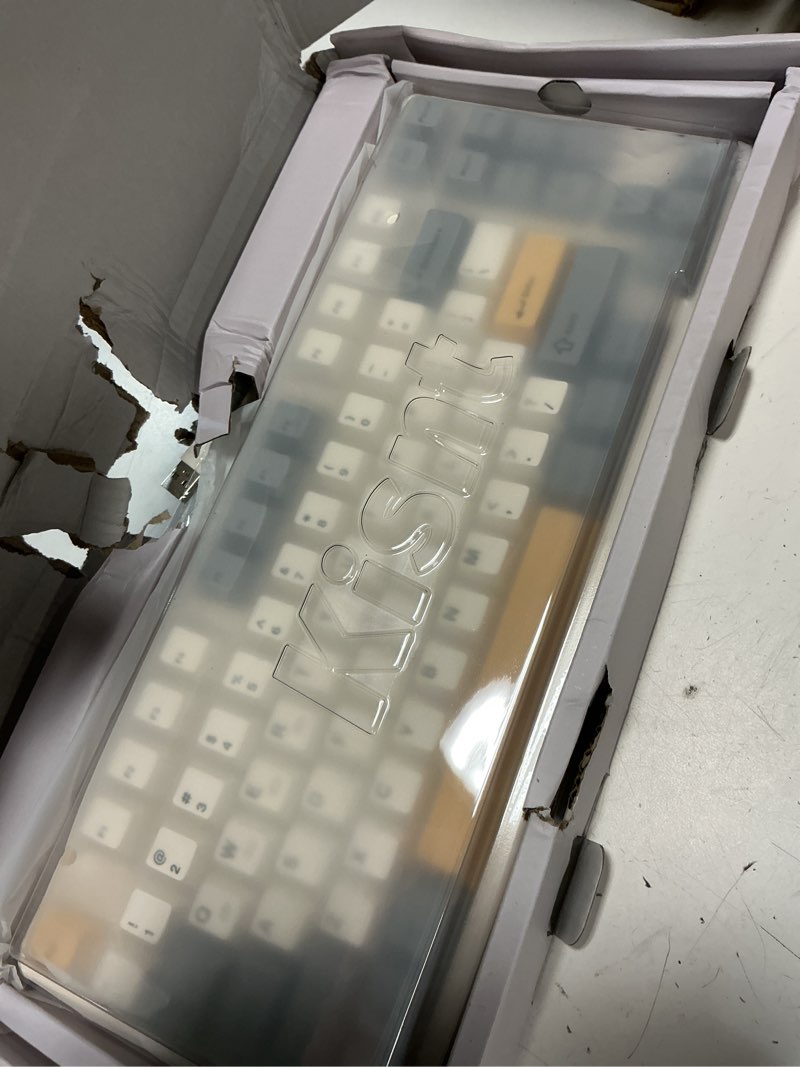 Condition photo showing Good Condition for kn85 wireless mechanical gaming keyboard, 75% layout with rgb backlit, custom hot swappable, creamy sound, bluetooth/2.4ghz/usb-c compatible with windows/mac/pc(retro beige,linear switch)