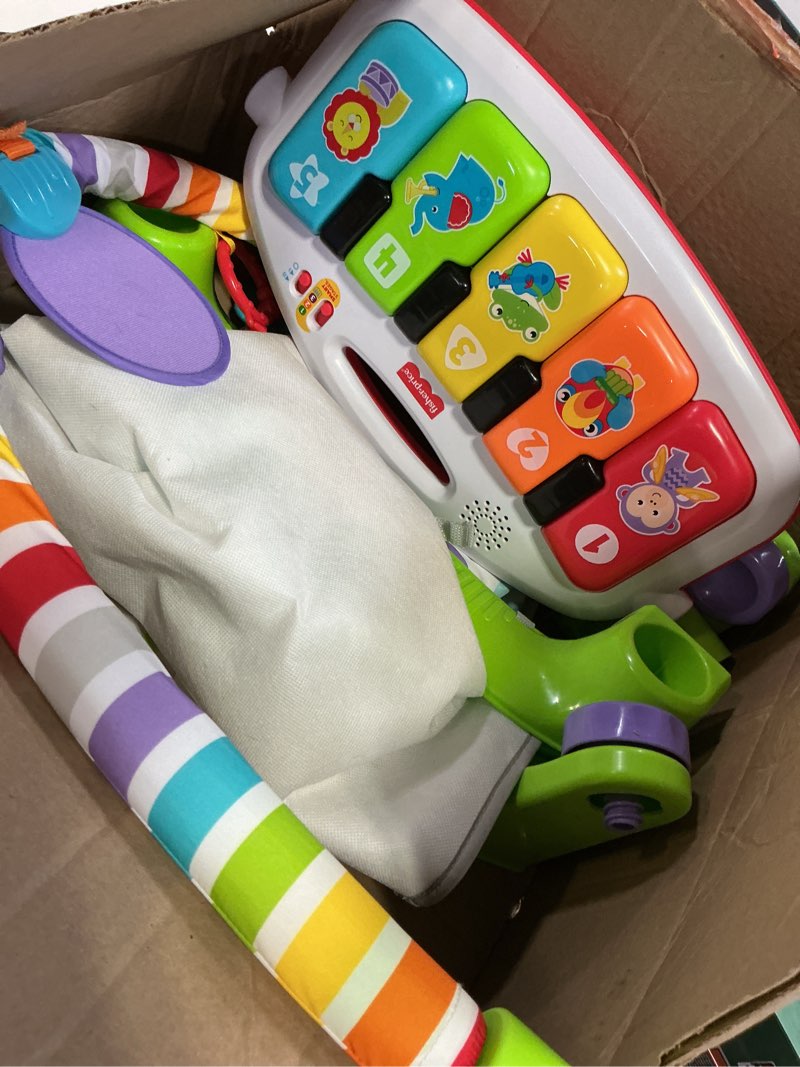 Condition photo showing As Is for Fisher-Price Baby Playmat Deluxe Kick & Play Piano Gym for Learning & 2 Maracas Soft Rattles for Newborn to Toddler Play Ages 0+ Months