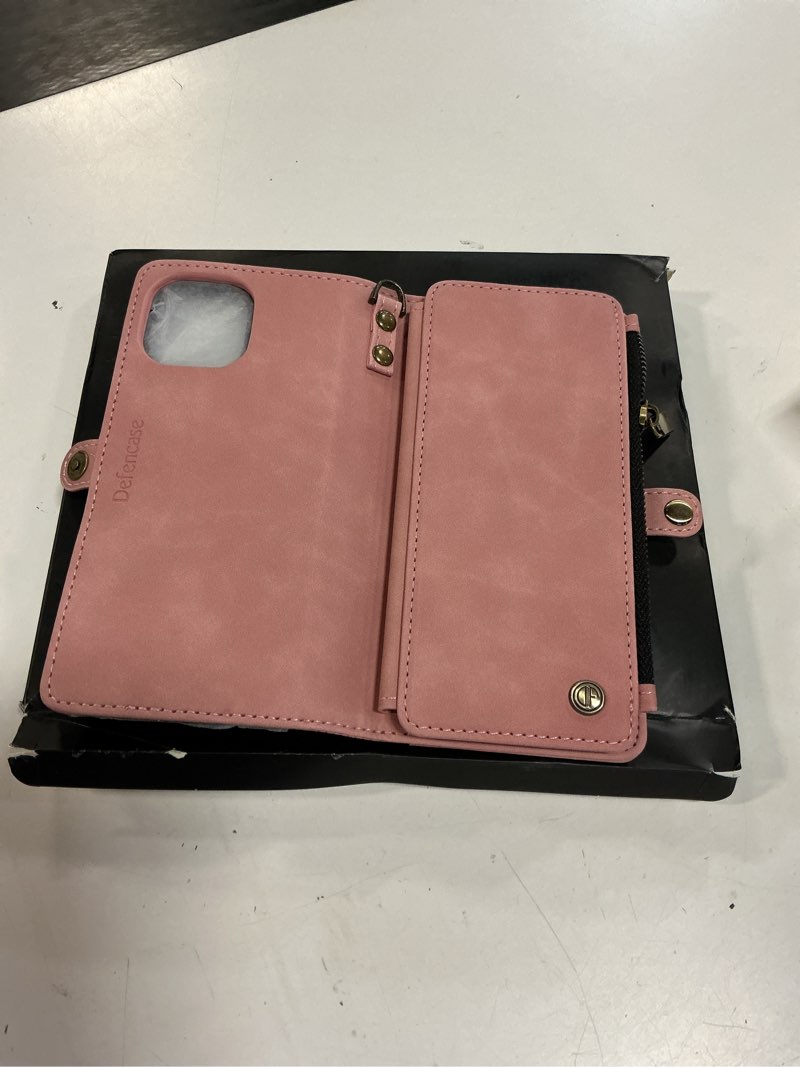 Condition photo showing Good Condition for defencase for iphone 15 magnetic wallet case compatible with magsafe with rfid blocking zipper & card holder for women men, pu leather strap detachable phone case for iphone 15 (6.1 inches), rose pink