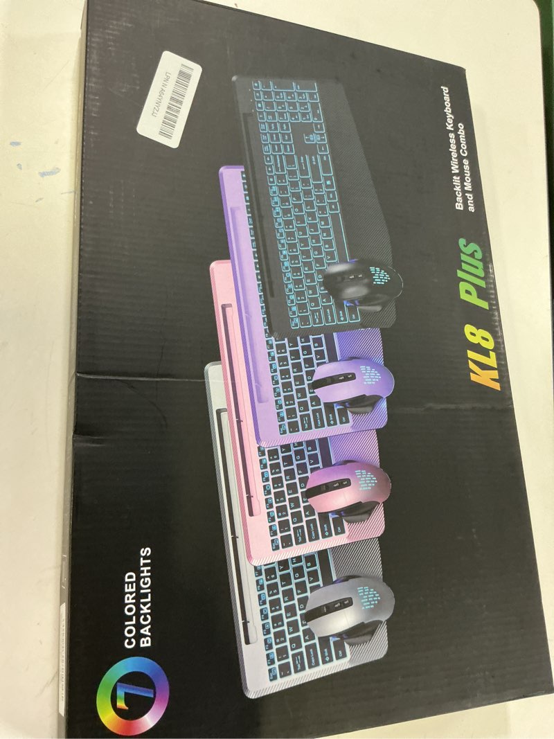 Condition photo showing New/Like New for Wireless Keyboard and Mouse Backlits, Wrist Rest, LED Mouse, Rechargeable Ergonomic Keyboard with Phone Holder, Silent Light Up Combo for Computer, Mac, PC, Laptop, Chromebook (Black)