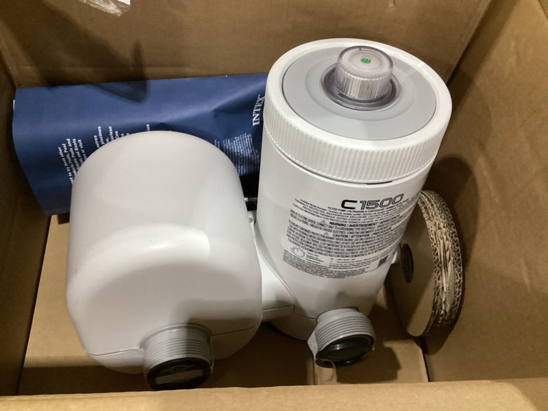 Condition photo showing Good Condition for INTEX C1500 Krystal Clear Cartridge Filter Pump for Above Ground Pools: 1500 GPH Pump Flow Rate – Improved Circulation and Filtration – Easy Installation – Improved Water Clarity – Easy-to-Clean