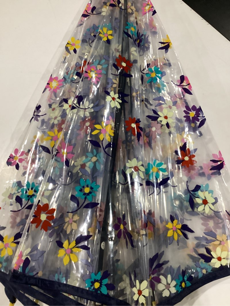 Condition photo showing New/Like New for shed rain kinsley print bubble umbrella - automatic opening clear dome umbrella with the stylish j-shaped handle for men and women, clear umbrella wedding, outings and large group gatherings, graduations, proms, or daily city walk
