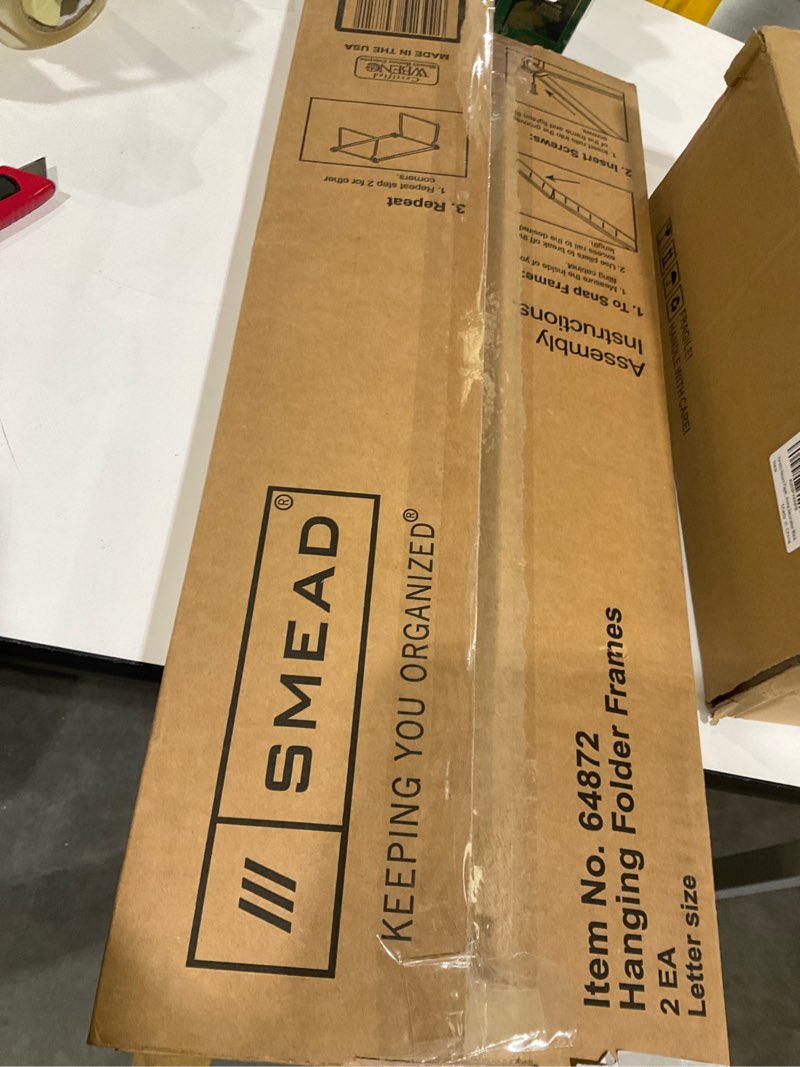 Condition photo showing As Is for smead steel hanging file folder frame, letter size, gray, adjustable length 23" to 27", 2 per pack (64872)