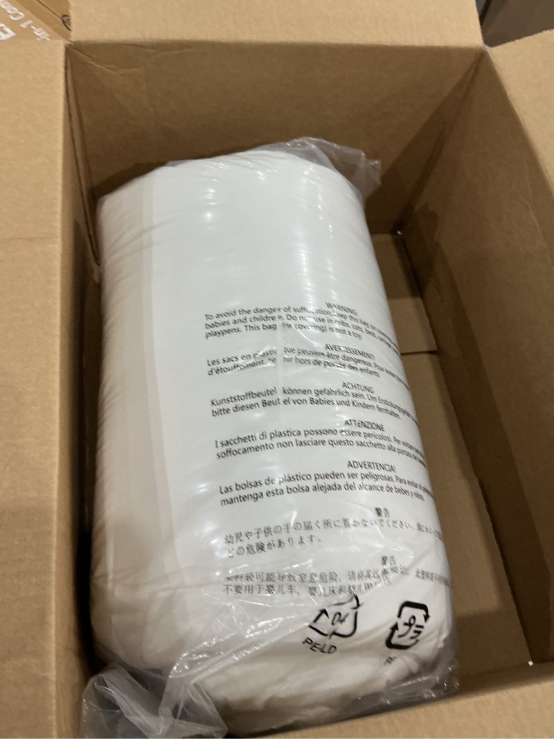 Condition photo showing Good Condition for amazon basics 3-piece all-season soft down-alternative lightweight microfiber comforter bedding set, pinch pleat design with piped edges, king, bright white bright white king