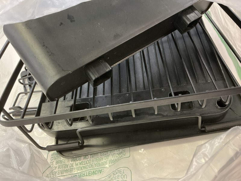 Condition photo showing As Is for Kitsure Large Dish Drying Rack - Extendable Dish Rack, Multifunctional Dish Rack for Kitchen Counter, Anti-Rust Dish Drainers with Cutlery & Cup Holders 19.2"-26.7" L x 12.9" W, Black Standard Black