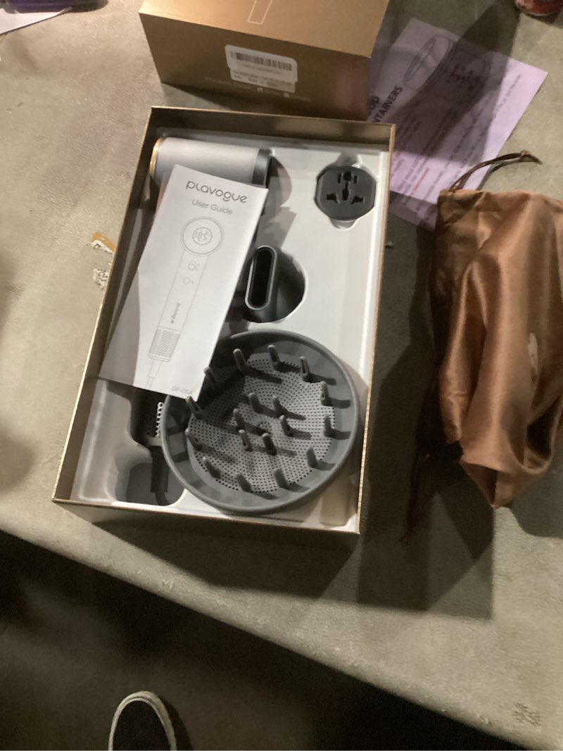 Condition photo showing New/Like New for PLAVOGUE Dual Voltage Travel Hair Dryer with Diffuser, High-Speed Ionic Blow Dryer for Women, Fast Drying, Low Noise, Lightweight, No Heat Damage, European Travel 110V-120V/220V-240V (Grey)