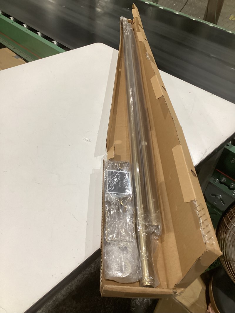 Condition photo showing Good Condition for ivilon drapery window curtain rod - end cap style design 1 inch pole. 72 to 144 inch color warm gold 72 to 144 in.