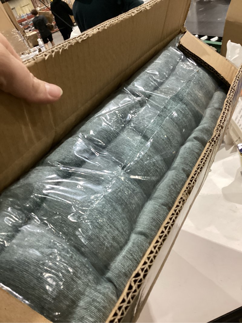 Condition photo showing New/Like New for Intelligent Design Azza Floor Pillow, Large Cushions Sitting for Adults, Floor Pillow for Meditation or Yoga, Lustrous Chenille Tufted with Scalloped Edges for Bench/Chair Cushion, 20"x20"x5" Aqua 20"W x 20"L x 5"H Square Aqua
