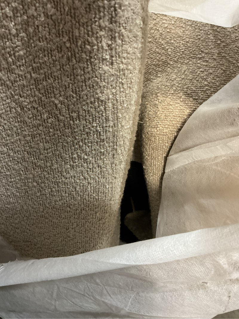 Condition photo showing As Is for mainstays boucle swivel accent chair, taupe