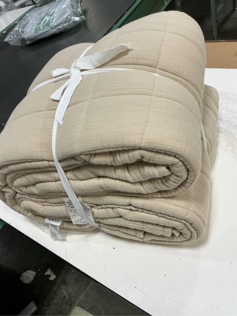 Condition photo showing Good Condition for ((sizeking))quince european linen box quilted sham set color: sand
