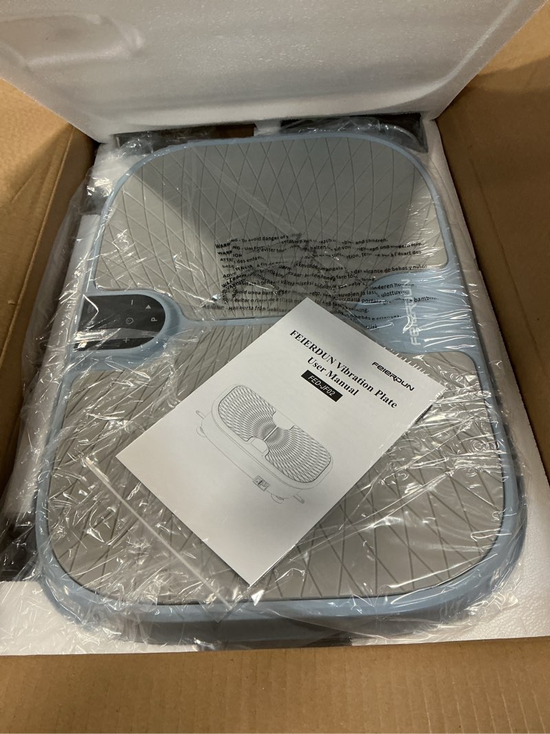 Condition photo showing New/Like New for FEIERDUN Vibration Plate Exercise Machine, 400 LBS Capacity Vibration Plate for Lymphatic Drainage, Max Space for Whole-Body Workout & Relaxation at Home Blue
