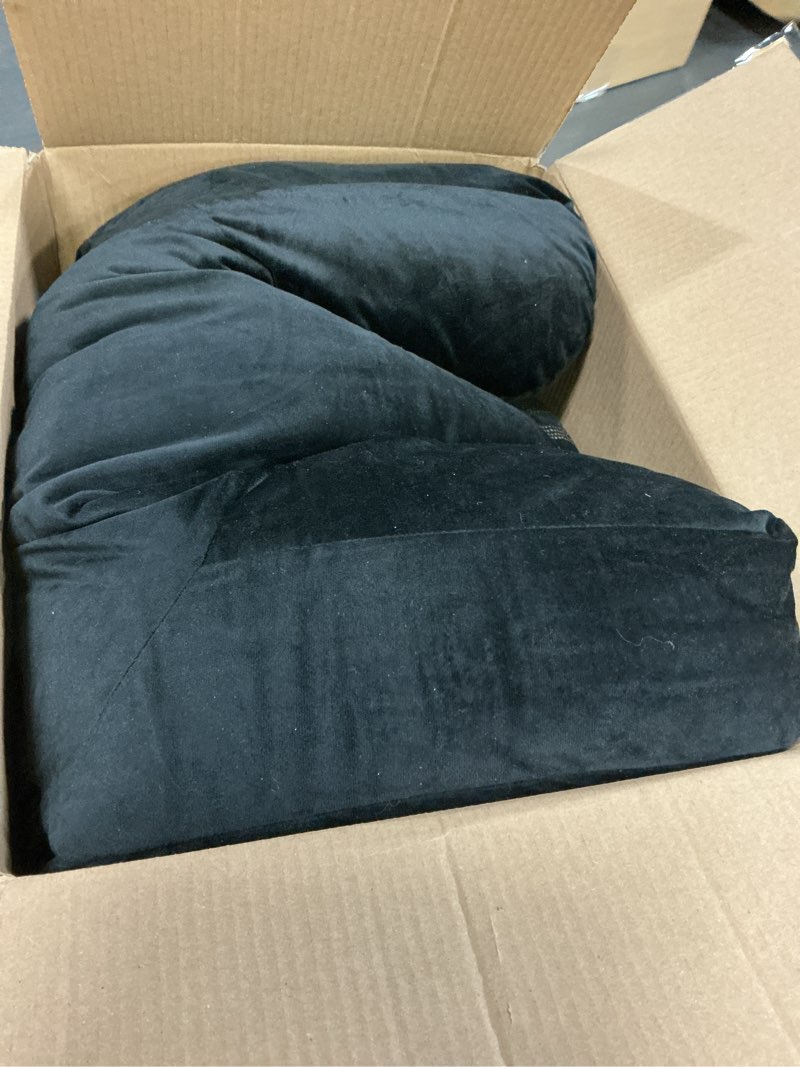 Condition photo showing Good Condition for Juicy Couture Velour Backrest Pillow with Rhinestone Juicy Logo - 30"x17", Black Supportive Bed Rest Pillow for Reading, Gaming, or Relaxing 30" x 17" Black