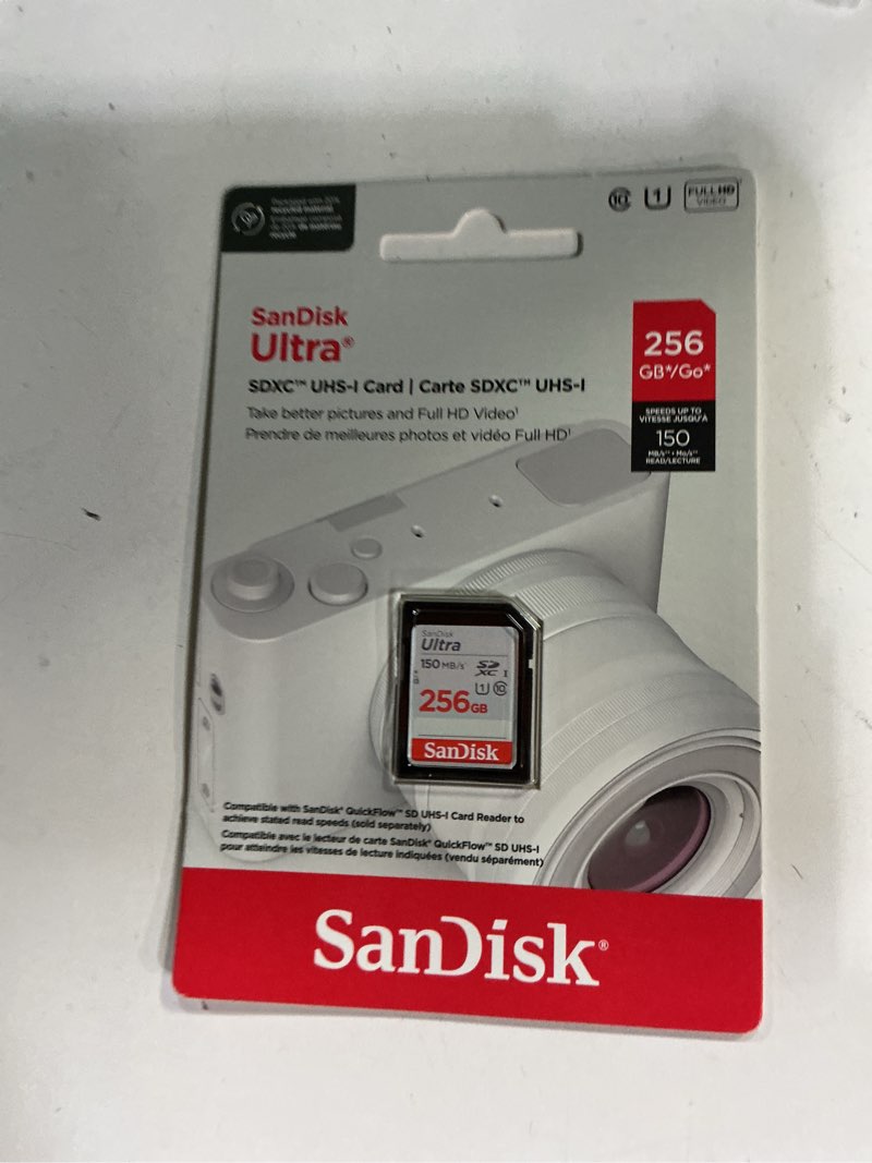 Condition photo showing New/Like New for sandisk 256gb ultra sdxc uhs-i memory card - up to 150mb/s, c10, u1, full hd, sd card - sdsdunc-256g-gn6in memory card only 256gb
