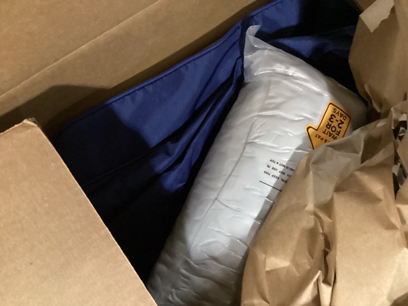 Condition photo showing Good Condition for 24x24 inch outdoor chair cushions set of 2, patio furniture cushions - removable cover, water-repellent, fade-resistant, non-slip bottom & straps, replacement for deep seat sofa & couch - navy navy 2 pack | 24''x24''