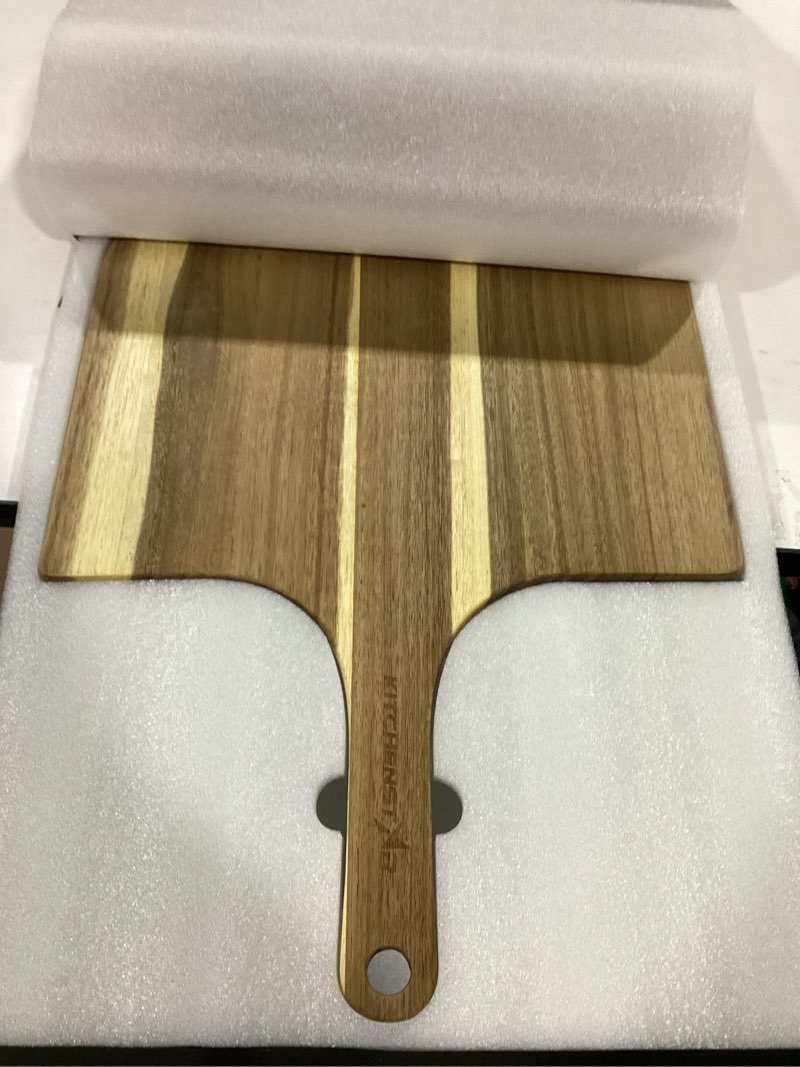 Condition photo showing Good Condition for KitchenStar 16-Inch Acacia Wood Pizza Peel – Extra Large Wooden Cutting & Serving Board with Handle – Natural Oil Finish – Ideal Pizza Oven Accessory for Easy Sliding & Prep 16 inch Wood