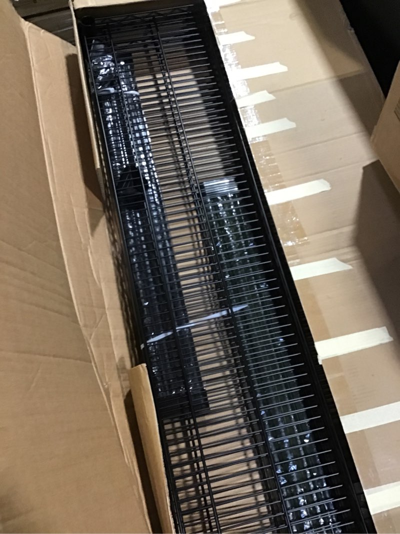Condition photo showing As Is for IZEUK Garage Shelving Wide Storage Shelves 4 Tier Metal Shelves 3200 LBS Heavy Duty Adjustable Utility Shelf Rack Black 23.6\" D x 53.1\" W x 73.6\" H 4 Tier, 23.6\" D x 53.1\" W x 73.6\" H Black INCOMPLETE 
