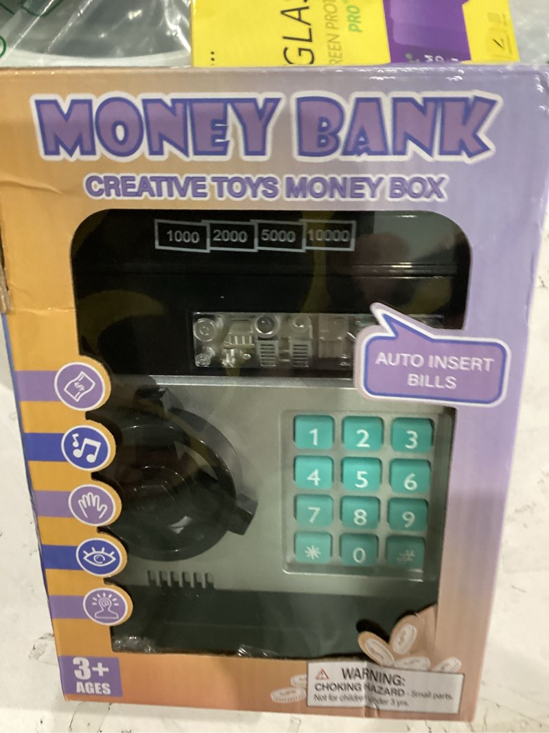 Condition photo showing As Is for refasy piggy bank cash coin can atm bank electronic coin money bank for kids age 3-12, money savings box mini atm coin bank toys gifts for 3 4 5 6 7 8 9 10 11 12 year old boys girls black