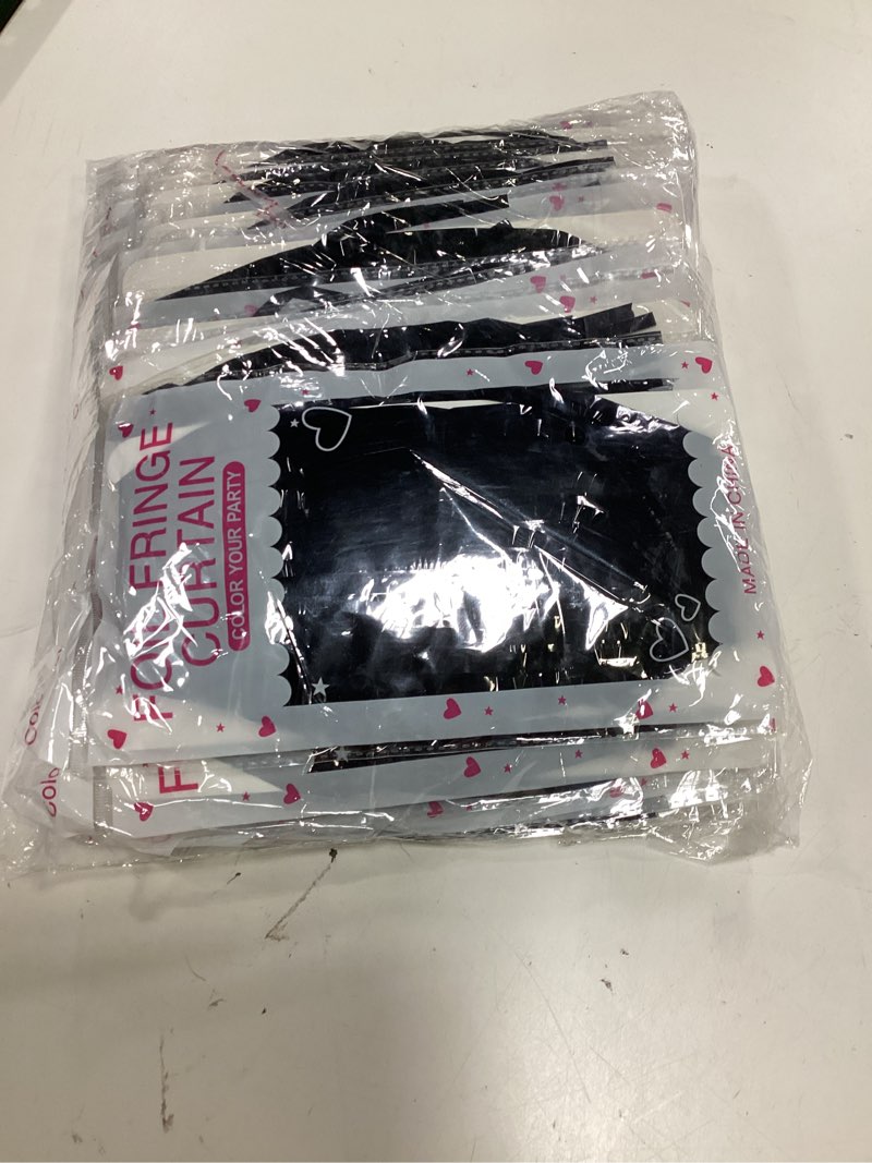 Condition photo showing New/Like New for 20 pack black party streamers backdrop tinsel foil fringe curtains halloween party decorations birthday wednesday twilight party decorations graduation wizard party supplies black 39.4"w x 78.7"l (pack of 20)
