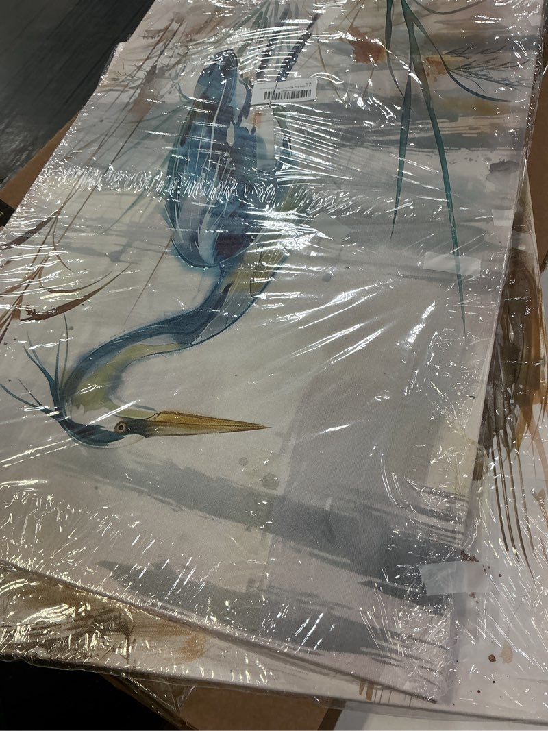 Condition photo showing Good Condition for swqylb blue heron wall art set of 2 coastal bird paintings beach animal pictures canvas crane framed art prints bathroom living room home decor (blue, (20"x30"x2 pieces)) blue 20"x30"x2 pieces