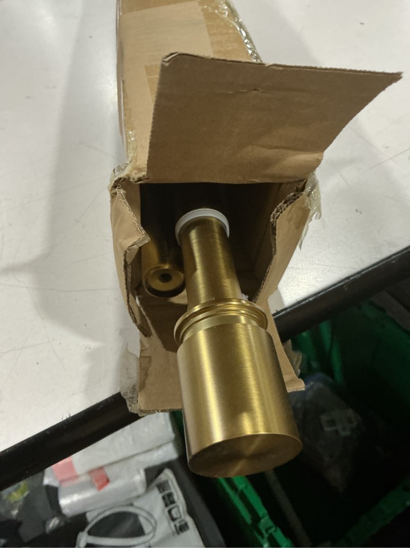 Condition photo showing As Is for curtain rods for windows 72 to 144 inches - aluminium finials and brackets - 1 inch decorative window rods - adjustable heavy duty curtain rod - wall & ceiling mounted - brushed gold finish brushed gold 72-144"