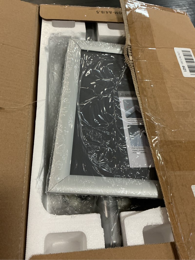 Condition photo showing Good Condition for heavy duty pedestal sign holder for display, 8.5 x 11 inches adjustable floor standing sign holder with weighted base , vertical and horizontal view sign stand for indoor/outdoor advertising?silver silver 8.5x11in