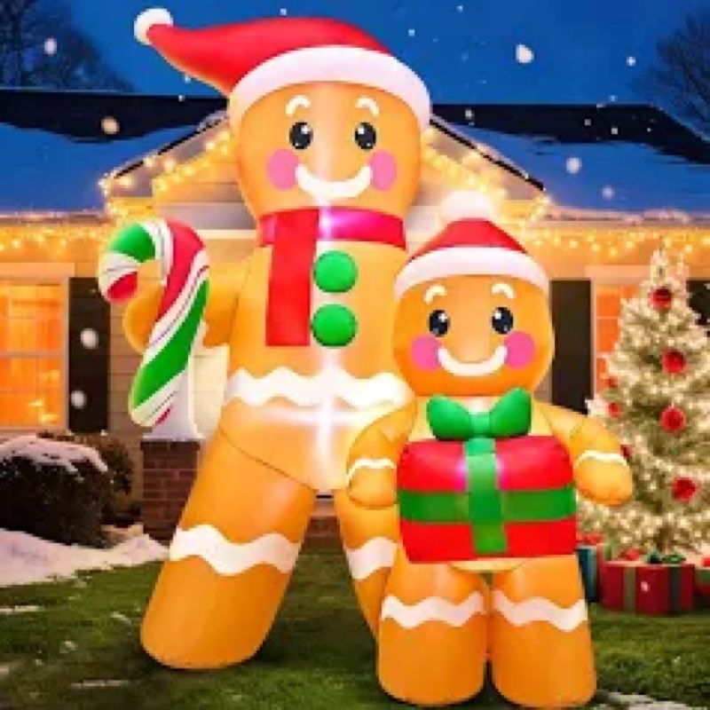 5ft christmas inflatables outdoor decorations inflatable gingerbread, built in led lights blow up ya